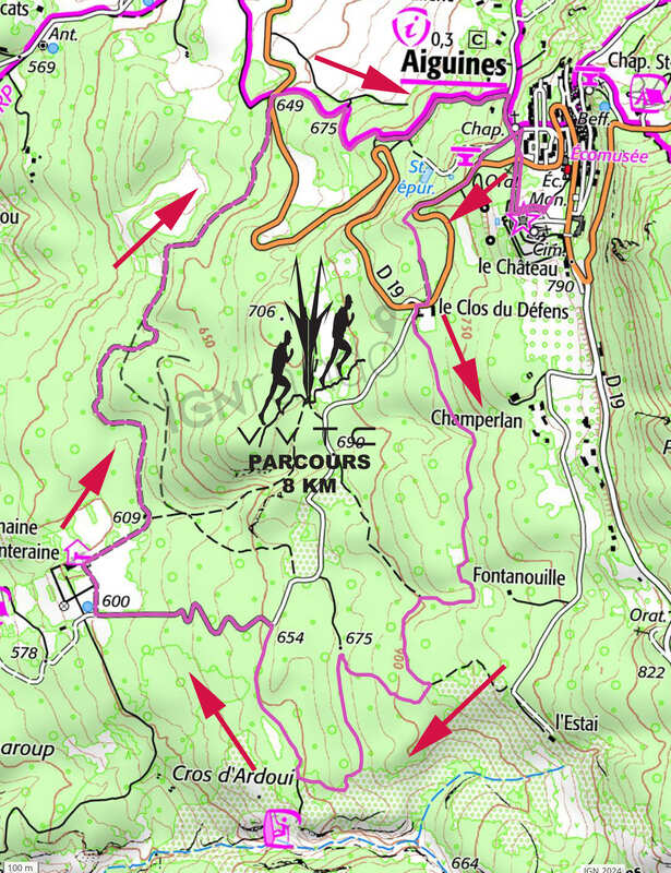 tracé du parcours 8 km VVTC